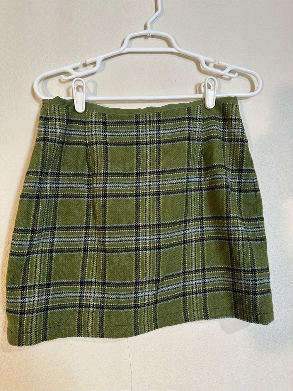 Eddie Bauer Olive Green Plaid Mini Skirt
